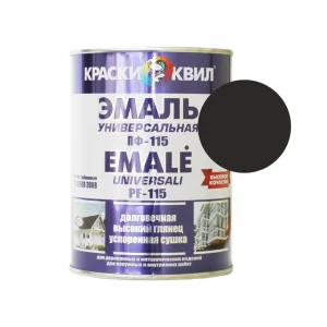Эмаль ПФ-115 черная 0,9кг КВИЛ универсальная Эмаль ПФ-115 черная 0,9кг КВИЛ универсальная