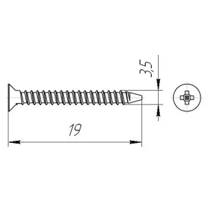 Саморезы пот/г по металлу (мелкая резьба) 3,5x19 оксид (уп 1000шт) ведро №3 Саморезы пот/г по металлу (мелкая резьба) 3,5x19 оксид (уп 1000шт) ведро №3