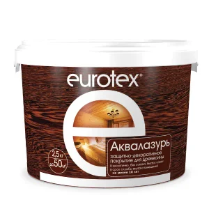 Покрытие защитно-декоративное для дерева "EUROTEX" АКВАЛАЗУРЬ (дуб) - 2,5кг УФ защита, полуглянец ( Т-ра перевозки не ниже +5град)
