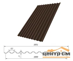 Профнастил С-21(Тип), 0.4 мм, Полиэстер, RAL ** 1.051 * м2