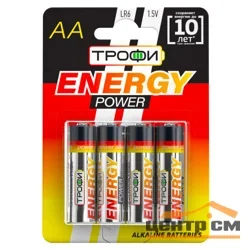 Элемент питания R6(АА) алкалиновый (уп. блистер 4шт) ТРОФИ ENERGY POWER