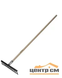 Грабли витые 12 зубцов, садовые с черенком GRINDA GS-12 WOOD, 385х95х1300 мм