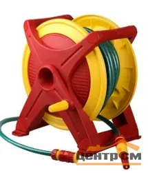 Катушка для шланга GRINDA универсальная: шланг поливочный 1/2"x25м, соед шланг 1/2"x 1,5м, набор поливочной арматуры