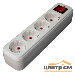 Колодка удлинителя с заземлением с выключателем 4 гнезда 16А Китай ЭРА K-4es