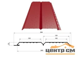 Софит МП PE RAL **, L брус перфорированный, толщина 0.5 мм Norman, размер 0,264*м2
