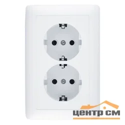 Розетка 2-местная ОП Хит 16А 250В с заземл. без защ. шторок бел. Systeme Electric RA16-238-B