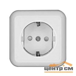 Розетка 1-местная ОП Прима 16А 250В защ. шторки с заземл. бел. Systeme Electric RA16-003-1M-B (РА16-003/1М-б) *