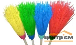 Метла круглая синтетическая "Кузьмич" с черенком