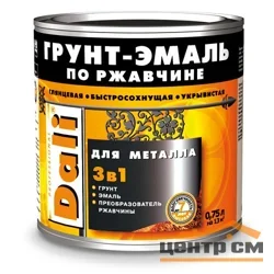 Грунт-эмаль по ржавчине 3 в 1 винно-красный (RAL 3005) 0,75л DALI