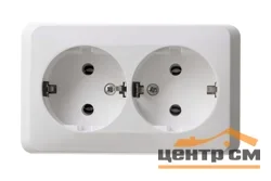 Розетка 2-местная ОП Этюд 16А с заземлением, белая Systeme Electric PА16-007B