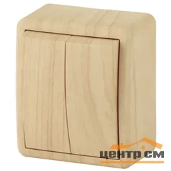 Выключатель двухклавишный ОП Эра Эксперт, сосна (10АХ-250В) арт.11-1204-11