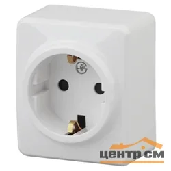 Розетка 1-местная ОП Эра Эксперт 2P+E Schuko с заземлением и шторками, белая (16АХ-250В), арт.11-2204-01