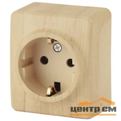 Розетка 1-местная ОП Эра Эксперт 2P+E Schuko с заземлением, сосна (16АХ-250В), арт.11-2203-11