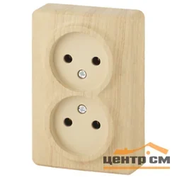 Розетка 2-местная ОП Эра Эксперт 2х2P, сосна (16АХ-250В), арт.11-2202-11