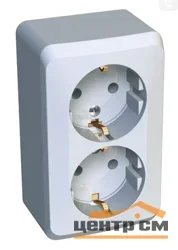Розетка 2-местная ОП Этюд 16А с заземл. защ. шторки бел. Systeme Electric PA16-008B