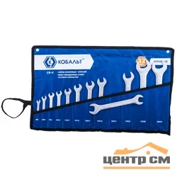 Набор ключей рожковых 6x7,8x10,9x11,10x12,12x13,14x15,16x17,18x19,20x22,22x24,27x30,30x32 мм, КОБАЛЬТ, 12шт, чехол