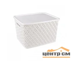 Корзина универсальная Плетенка 350х290х225, с крышкой, белый, M3591