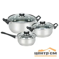 Набор кастрюль MALLONY BAKS-SET-6 (2 кастр+ковш) с крышками: 2,0/2,8 л+1,4л
