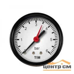 Манометр TIM аксиальный 6 бар, резьба 1/4" наружная