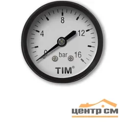 Манометр TIM аксиальный 16 бар, резьба 1/4" наружная