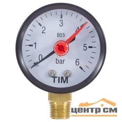 Манометр TIM радиальный 6 бар, резьба 1/4" наружная