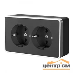 Розетка 2-местная ОП Werkel Gallant, с заземлением, черный/хром WL15-02-03, W5072135