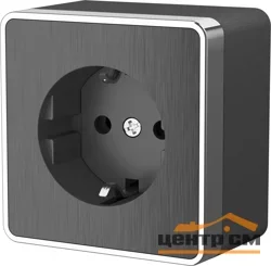 Розетка 1-местная ОП Werkel Gallant, с заземлением, графит рифленый WL15-02-01 , W5071004