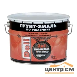 Грунт-эмаль по ржавчине с молотковым эффектом 3 в 1 DALI черная 10л