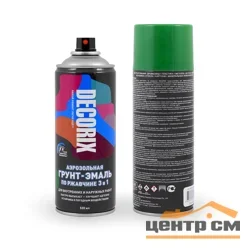 Грунт-эмаль по ржавчине 3 в 1 аэрозольная Decorix акриловая зелёный глянцевый 520 мл