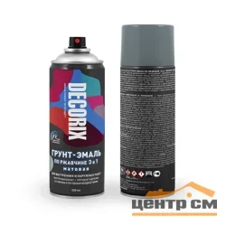 Грунт-эмаль по ржавчине 3 в 1 аэрозольная Decorix акриловая серый матовый 520 мл