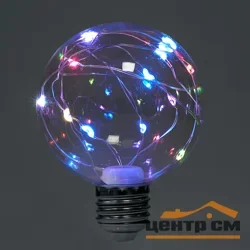 Лампа светодиодная декоративная 3Вт E27 230В RGB G80 Feron, LB-381