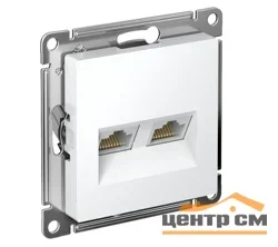 Розетка компьютерная 2-местная СП AtlasDesign RJ45 + RJ45 белый SE ATN000185
