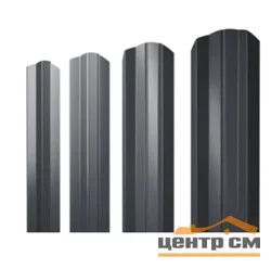 Штакетник металлический STYNERGY М-образный двусторонний фигурный 0.45 мм, PE RAL 7024 (мокрый асфальт), ширина 108мм, длина 2 м.п.