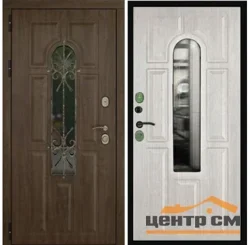 Дверь мет. ДВЕРНОЙ КОНТИНЕНТ Лион Термо 860х2050 "Л" МДФ темный орех(черная шагрень)/МДФ браш альберо