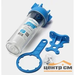 Фильтр для воды 1/2", прозрачный корпус, Slim Line 10", в комплекте кронштейн и ключ, АКВАБРАЙТ (код 00087377)