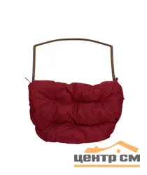 Подставка для ног на кресло подвесное для двоих, с ротангом бежевая, бордовая подушка