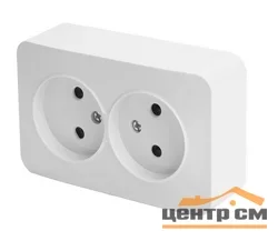 Розетка 2-местная ОП STEKKER София 250В, 10А, IP20 без заземления, белый, арт.MST10-12-01