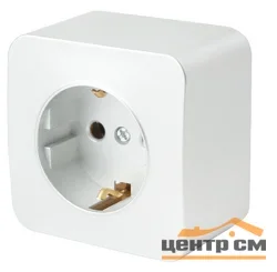 Розетка 1-местная ОП STEKKER София 250В, 16А, IP20 с заземлением, белый, арт.MST16-11-01