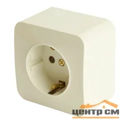 Розетка 1-местная ОП STEKKER София 250В, 16А, IP20 с заземлением, слоновая кость, арт.MST16-11-04