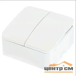 Выключатель двухклавишный ОП 250В, 10А, IP20, белый (MSW10-20-01) София STEKKER