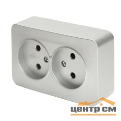Розетка 2-местная ОП STEKKER София 250В, 10А, IP20 без заземления, серебро, арт.MST10-12-03
