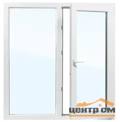 Окно ПВХ 830*1150 (62) двухкамерное,двухстворчатое, поворотно-откидная створка Л, Sigenia +москитная сетка,S56647-1