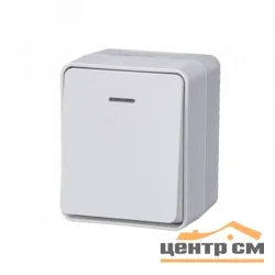 Выключатель одноклавишный ОП AtlasDesign PROFI IP54 10AX с подсветкой белый SE ATN540113
