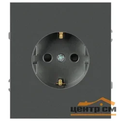 Розетка одноместная механизм СП ЭРА Arktik 2P+E Schuko с заземлением и шторками 16А-250В графит арт.16-2102-06