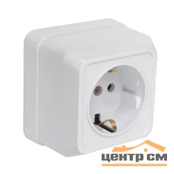 Розетка 1-местная ОП General Альфа 2П+3 IP20 16А 250В (керамика) белая