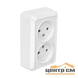 Розетка 2-местная ОП General Альфа 2П IP20 10А 250В (керамика) белая