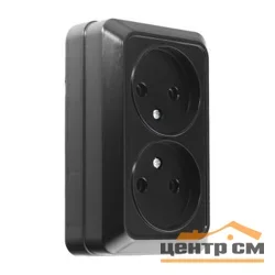 Розетка 2-местная ОП General Альфа 2П IP20 10А 250В (керамика) черная