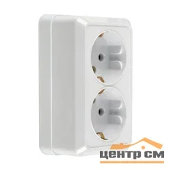 Розетка 2-местная ОП General Альфа 2П+3 IP20 16А 250В (керамика) белая