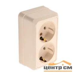 Розетка 2-местная ОП General Альфа 2П+3 IP20 16А 250В (керамика) слоновая кость
